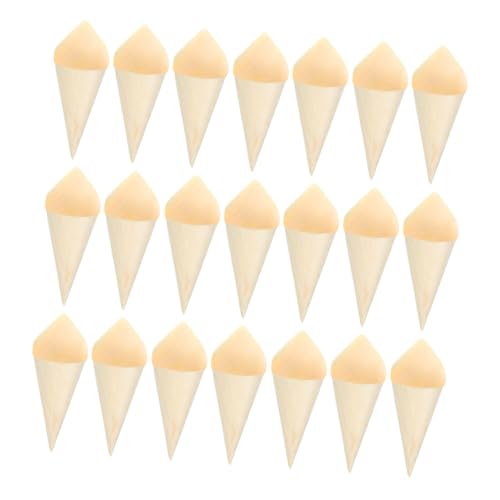 TIDTALEO 50Pcs Disposable Wood Cones for Charcuterie Ice Cream Miniature Food Serving Cones for Events Gatherings and Practical Aesthetically Pleasing