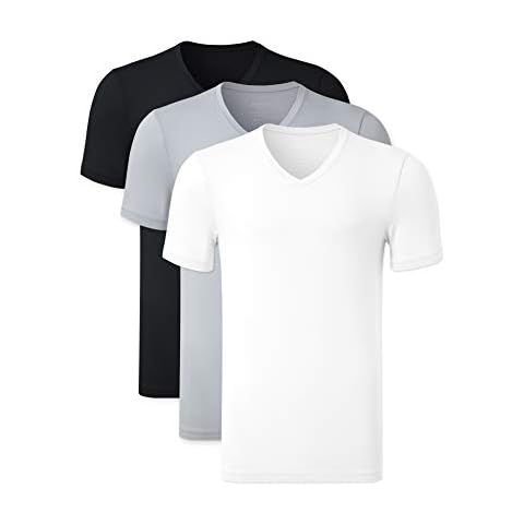 COLORFULLEAF Herren Rundhalsausschnitt Unterhemden Bambus Kurzarm T-Shirts Slim Fit 3er-Pack Cover