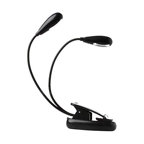 Eutuxia Clip Light for Book. Adjustable double arms and 3 brightness levels with 8 LED lights. Ideal for reading on bed and piano stand with USB cable. Perfect for kids and bookworms [Black] Cover