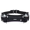 ROSSRORE Unisex Running Hydration Belt with 2x6oz Water Bottles - Running Gear, Waterproof Waist Pack for Phone, Running Bag with Water Bottle Holder for Cyclists, Hiking (Black)