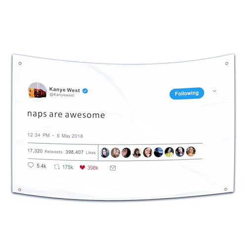Belnovlea Kanye Flag Naps are Awesome Flag, 3×5 ft Rapper Kanye Tapestry with Brass Grommets, Fade-Proof Wall Flags, Funny Room Kanye West Flag Decorations for Parties, Gifts