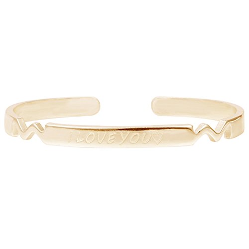 Stan-Deed Pulsera de latido de corazón con nombre grabado personalizado, joyería personalizada, pulsera abierta de frecuencia cardíaca, 3 colores (oro hecho a medida), talla única, metal, talla única