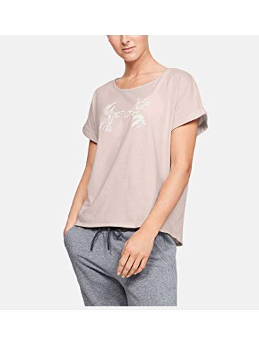 Under Armour Women Graphic Script Logo Fashion Ssc Short-sleeve Shirt - Apex Pink Light Heather/Onyx White, Large