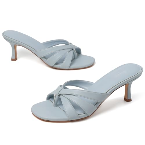 Image of Mostrin Kitten Heels for Women Pointed Toe Vintage Mules Heels Sexy Slip on Stiletto Backless Sandals for Party Wedding Daily