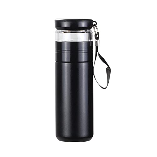 GBNYTT Taza térmica de 500 ml, botella de té con filtro, termo de acero inoxidable con infusor de vidrio, separa el té y el agua (Schwarz)