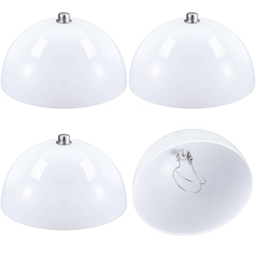 Image of Marsui 4 Pcs Clip on Dome Lamp Shade for A-type Bulb, 7 5 /8 inch Diameter x 4 1 /10 inch Height Ceiling Shade, Soft Glow Easy Clean Light Cover for Basement Hallway (Classic,Silver Clip)