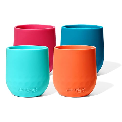 Sili Wraps Unbreakable Silicone Wine Glasses | Reusable Drinkware for Parties, Camping, Beaches, and Boats | 100% Silicone | Set of 4 | BPA-Free, Dishwasher Safe | Juicy Fruit Collection