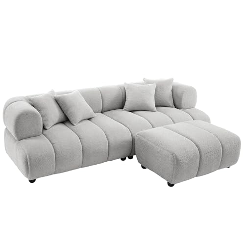 Riess Ambiente Modernes XXL Sofa ADLON - 255cm - grau Bouclé - Bigsofa Federkern inkl. Kissen