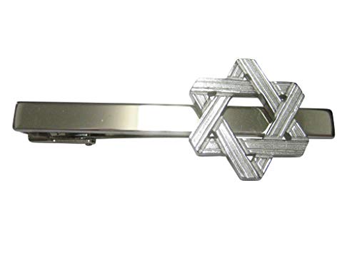 Kiola Designs Silver Toned Jewish Religious Star of David Outline Tie Clip