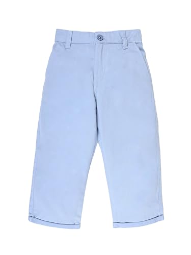 Image of KiddoPanti Boys 100% Cotton Twill Chinos Pant | Comfortable Regular Fit | 2 Side Pocket, 2 Back Pocket | Ankle Length | Back Elasticated Waistband with Button Zip Open Fly