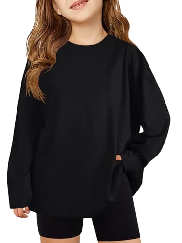 ZDC Girls Oversized Tshirts Kids Long Sleeve Crewneck Shirts Fall Tops Tees 5-14Years