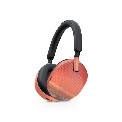 Image of MightySkins Carbon Fiber Skin Compatible with Sony WH-1000XM5 Headphones - Red Horizon | Protective, Durable Textured Carbon Fiber Finish | Easy to Apply