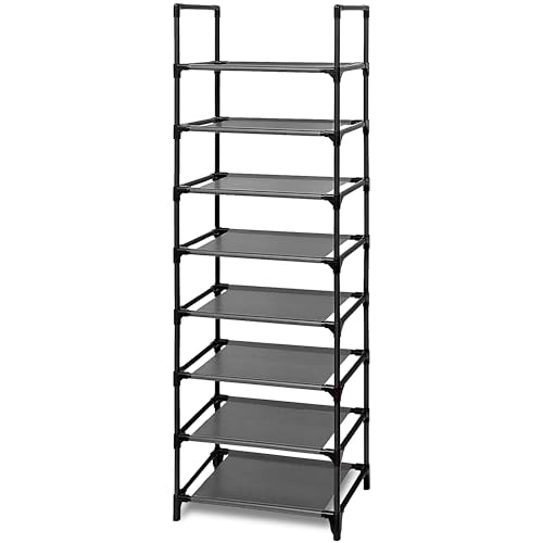 edihome, Zapatero Estrecho, 8 Niveles, (46 X 27 X 141 cm), Organizador Zapatos, Zapateros Estrechos y Altos, de Plastico, Vertical, Estanteria, Show Rack, Sapateira (8 Baldas)