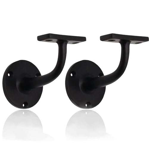 Matt Black Handrail Brackets for Stair Bannister Handrail Wood and Steel Handrail - Pack of 2