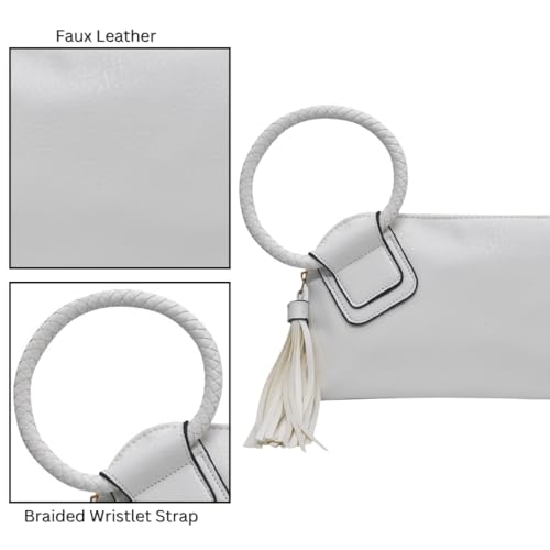 Image of NGIL Faux Leather Mini Wristlet Purse | Women's Handbag, Fashion Wristlet Wallet, Compact Everyday Purse with Fringe Tassel