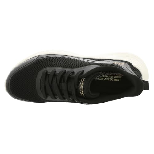 Skechers Women's BOBS Squad Waves-Still Wading Sneaker, Black/White, 112