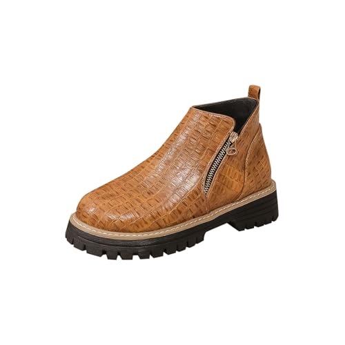 Bottines femme style britannique à talon bas et bout rond