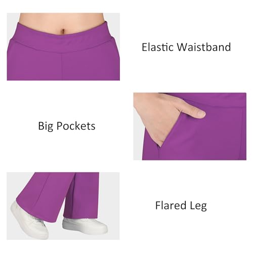 BIG ELEPHANT Girls Flare Pants with Side Pockets-School Uniform Bell Bottom Dress Pants, Size 6-15 Years4