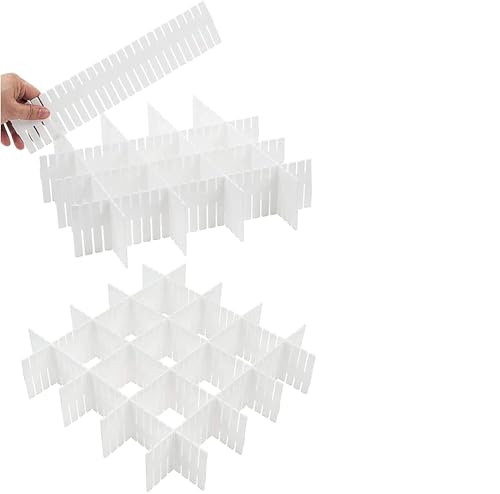Image of 18Pcs Drawer Dividers, Adjustable Drawer Organizer for Socks, Underwear, Makeup, Can Help Tidy Kitchen, Bedroom, Dresser White