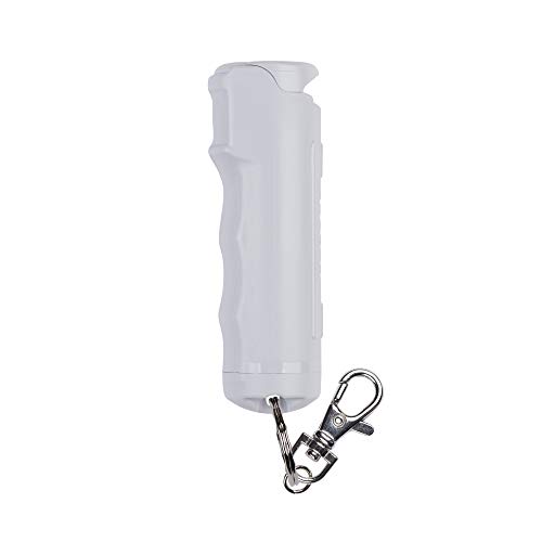Image of SABRE Pepper Spray with Fast Flip Top Safety & Snap‑Clip Keychain for Self Defense - Maximum Police Strength OC with UV Marking Dye, Finger Grip, 10‑Sec. Spray, 14-ft Range, Made in USA, 0.54 fl oz