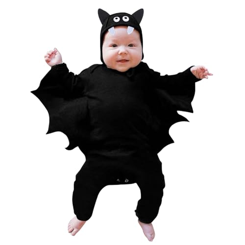 New Born Gift Baby Girls Boys Halloween Soft Fleece Romper Jumpsuit Sets with Wing Hat 3PCS Set Baby Rose Outfit