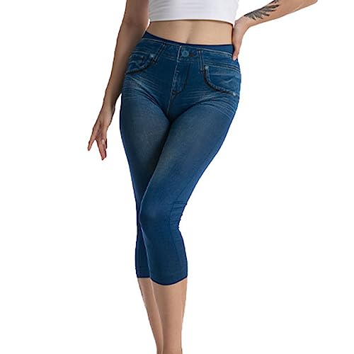 Stretchy Denim Capris for Ladies Slim Fit Summer Jean Pants High Waisted Hip Lifting Leggings Cropped Jeans