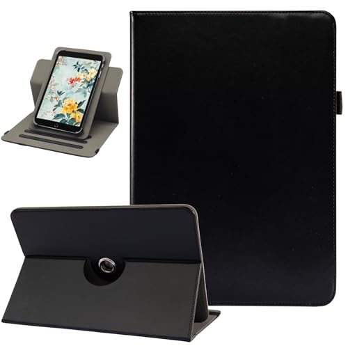 Universal 7 8 Inch Tablet Case, Viclowlpfe 360 Degree Rotating Multi-Angle Viewing Stand PU Leather Case for 7.0-8.5 Inch Android Tablet, Black
