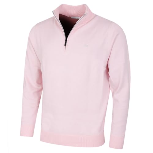 Calvin Klein Mens Campus 1/2 Zip Sweater - Baby Pink - XXXL