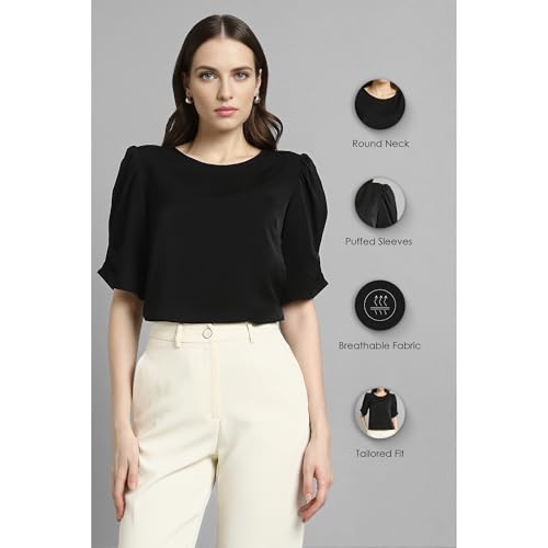 Image of Van Heusen Women's Regular Fit Half Sleeve Round Neck Formal Top