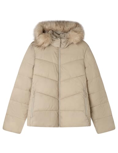 Veste bouclée femme matelassée Springfield doudoune courte à capuche zip