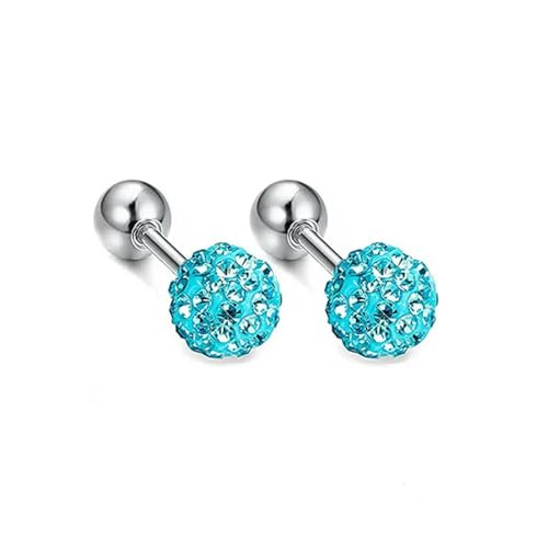 MESKEL Pendientes de bolas de cristal para mujer, tapones para los oídos de acero quirúrgico, Piercings para cejas, pendientes con tornillo, joyería corporal, 2 uds.