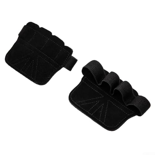 Guantes de levantamiento de pesas con cuatro trabillas para los dedos, agarre mejorado, doble capa, protección de manos, antideslizante, soporte de entrenamiento, ajuste cómodo, 3.15 x 3.54 (negro)