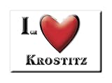 Fridge Magnet of Krostitz in the province of Nordsachsen realized with the followings elements: