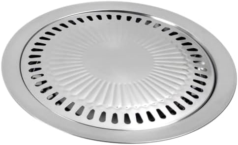 Saim Korean BBQ Grill, Grill Tray Grill Pan Stainless Steel Griddles Round Bakeware Household Ovenware Outdoor Barbecue Tray Suitable for Any Stove That Can Generate Heat BBQ Grill Pans