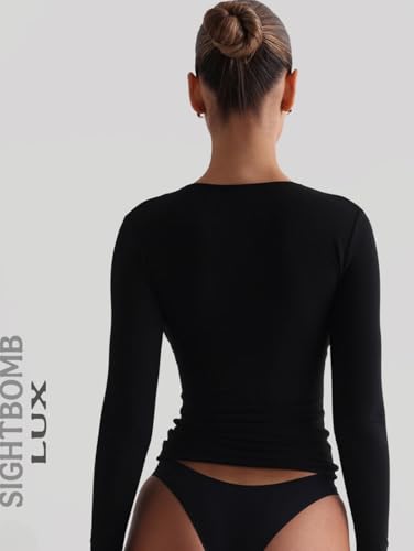 Image of SIGHTBOMB Microfiber Ultra Soft Round Neck Front Zip Long Sleeve Cuddle TEE Active WEAR /Casual WEAR TOP for Women
