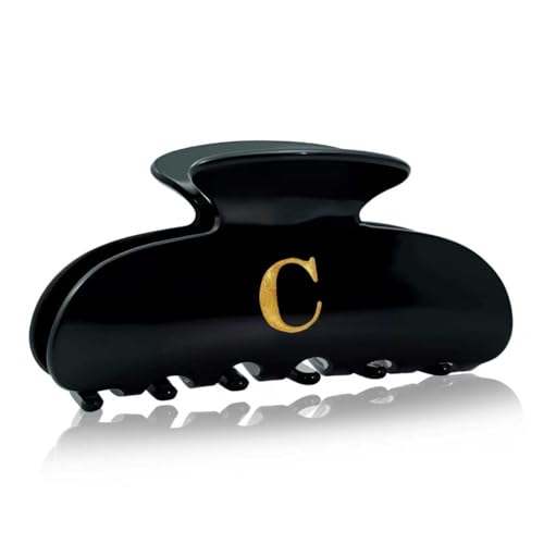 Image of Birthday Gifts for Girls - Black Acrylic Letter Hair Clips, Monogram Hair Claw Alphabet Large Hair Clip, Fashion Glitter Claw Clips, Teen Girl Gifts Trendy Stuff, Letter C