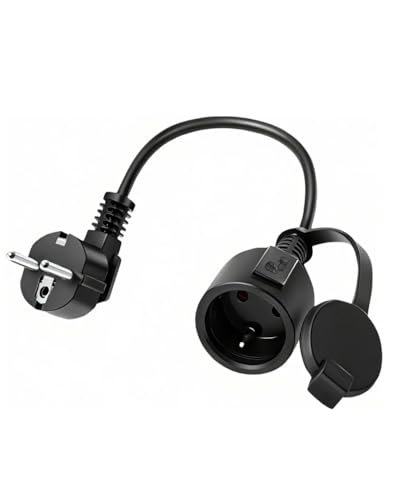 GELRHONR Kurz Verl&auml;ngerungskabel,16A /250V 90 Grad(CEE 7/7) Stecker auf Schuko Netzkabel,mit Schutzkontakt Wasserdicht Staubdicht f&uuml;r Au&szlig;en-Oder Innenbereich,Zuhause,B&uuml;ro