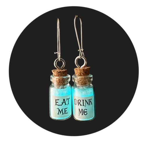 UMBRELLALABORATORY Alice in Wonderland Fairy Glow in The Dark Kawaii Necklace-Drink me handmade label sticker 5