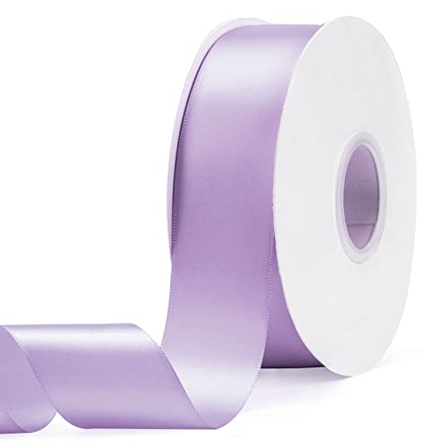 Ewaymado Solid Color Light Purple Double Faced Satin Ribbon 1-1/2" X 50 Yards, Fabric Ribbons Perfect for Wedding and Party Decoration,Gift Wrapping, Sewing, Crafts