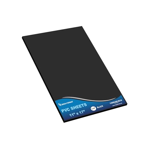 Image of Mega Format Expanded PVC Plastic Sheets - 11 inch X 17 inch Rigid Black Sheet for Crafts, Signage, & Displays - Sintra, Celtec PVC Board - Waterproof for Outdoors Use - 1 /4 inch 6mm Thick - 1-Pk-Black