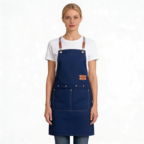 LOYGLIF Chef Aprons for Men Women with Large Pockets, Cotton