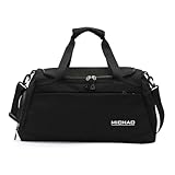 Gym Bag for Women Men,Waterproof Travel Duffle Carry On Shoulder Weekender Overnight Bag with Shoe Compartment & Wet Pocket, Tote Travel, Workout, Sport.Black