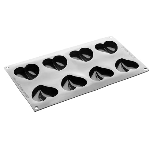 PAVONI ITALIA by Gianluca Fusto PX3206 Heart, 11.8 x 6.9 inches (300 x 175 mm), 8 Pieces, Platinum Silicone Mold, 3D 3D Silicone Mold, Chocolate Mold, Tart Mold, Decorative, Oven, Microwave,