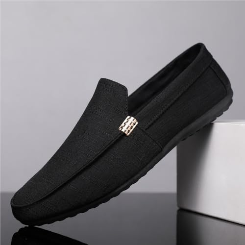 Mens Loafers Round Toe Solid Color Cloth Shoes Anti-Slip Flat Heel Lightweight Casual Slip-ons3