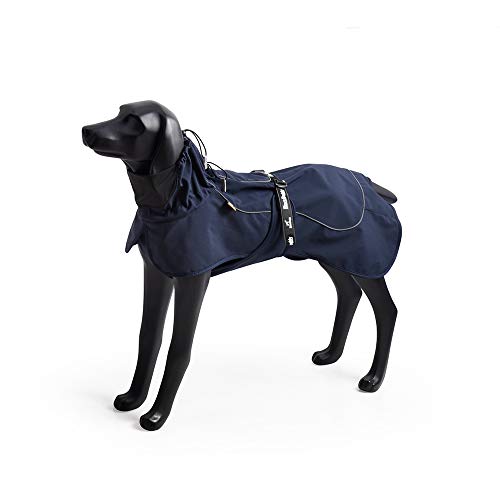 BlackDoggy Dog Outdoor Jacket, Water-Repellent Warm Coat with Reflective Trim & Adjustable Buckle Belt for Winter Cold Weather, Daily Walks & Hikes (Large, Dark Blue)