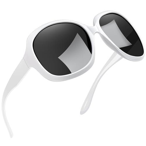 Joopin Oversized White Sunglasses, Trendy Large Womens Sun Glasses Polarized