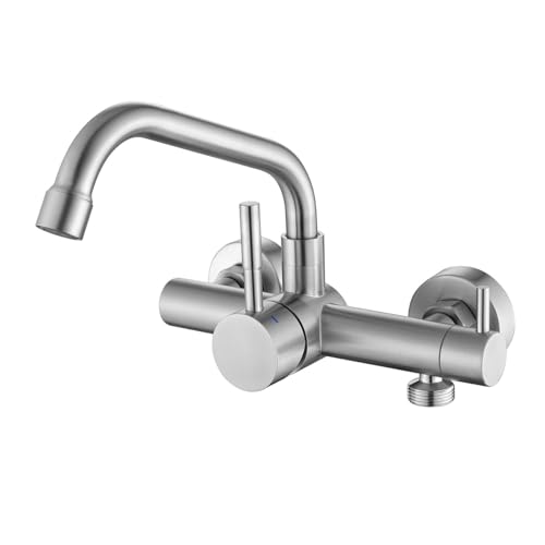 Tondiy Wasserhahn Küche Wandmontage für Geschirrspüler/Waschmaschine, Küchenarmatur Wand Mischbatterie mit 3/4 Zoll Anschluss, Spültischarmatur Küche Armatur mit 360° drehbar Auslauf, Matt