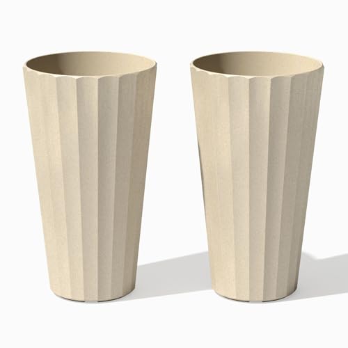 Image of Veradek Column Series Tall Planter - Tapered Outdoor Planter with Shelf