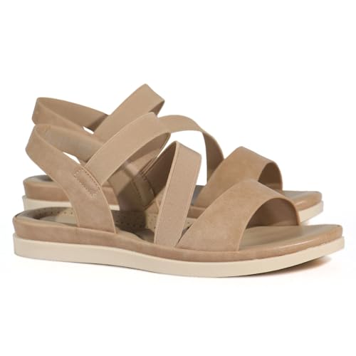 Monami Womens Flat Sandals - Open-Toe Casual Sandals for Women Lightweight Comfortable Summer Sandals for Girls & Ladies Soft Straps & Cushioned Footbed for Beach Travel and Everyday Wear 36 EU