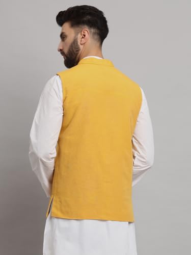 Image of LATEST CHIKAN Men's Traditional Cotton Solid Nehru Jacket /Waistcoat